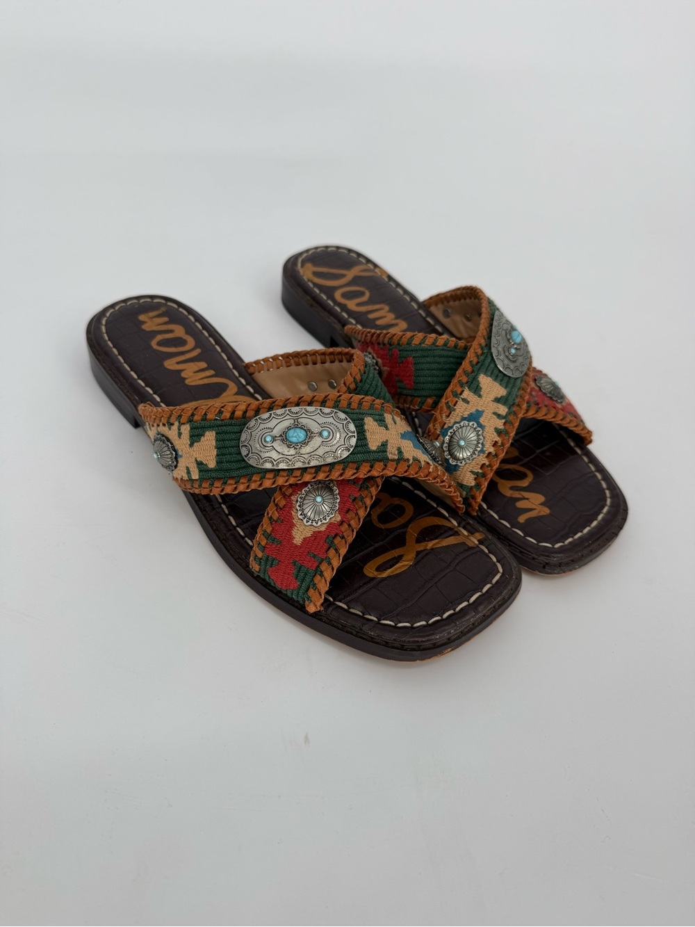 Circus by Sam Edelman Boho Embellished Cross-Strap Sandals size 8